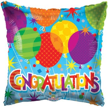 Helium Ballon Vierkant Congratulations Ballonnen 45cm leeg, Verzenden, Nieuw