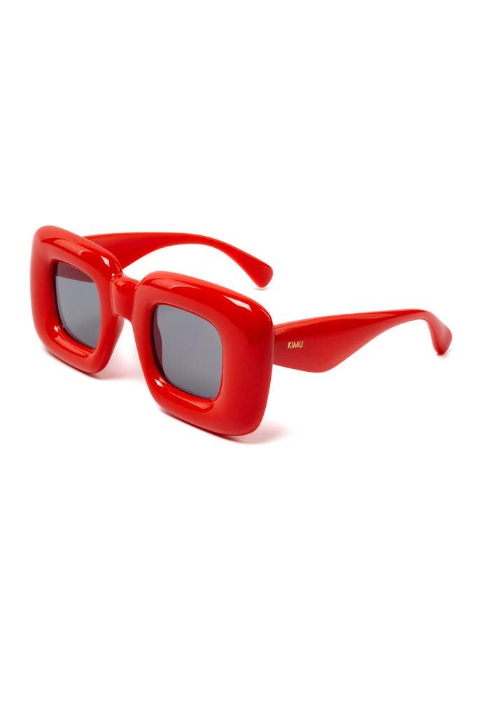 Retro Zonnebril Oversized Dik Rood Montuur Zwarte Glazen Dik, Hobby en Vrije tijd, Feestartikelen, Nieuw, Ophalen of Verzenden