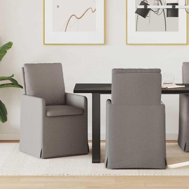 vidaXL Eetstoelen 2 pcs Taupe 57 x 67 x 98 cm Stof, Maison & Meubles, Chaises, Envoi