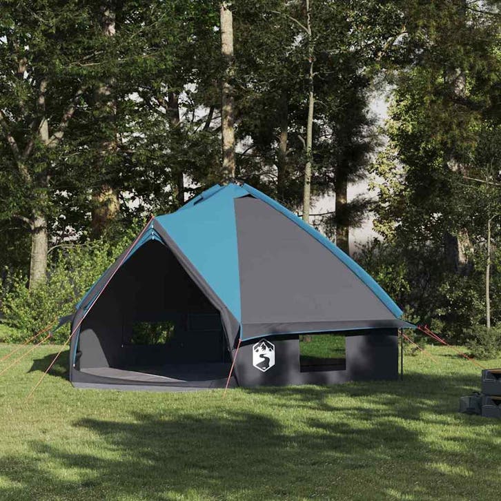 vidaXL Teepee Tent voor 8 Personen Blauw en Grijs 490 x 410, Caravans en Kamperen, Tenten, Nieuw, Verzenden