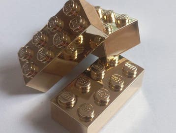Lego Stenen - Classic - 100x Lego bricks 2x4 in Chrome Gold, Nieuw
