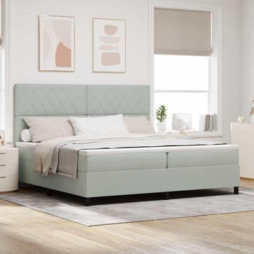 vidaXL LED Box Spring Bed met matras Lichtgrijs 200 x 200 cm, Verzenden, Nieuw