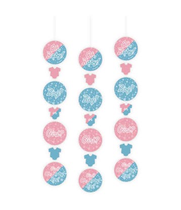 Hangdecoratie Gender Reveal 14cm 3st, Verzenden