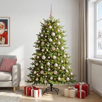 vidaXL Kunstkerstboom met kerstbal 210 cm 300 LEDs Warmwit, Verzenden, Nieuw