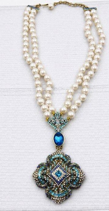 Heidi Daus - métal doré , cristaux - Collier