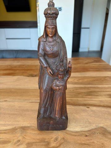 Beeld - Sint-Anna en de Maagd - 30 cm - Antiek - Hout -