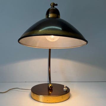 Helo Leuchten - Lamp - Koper, Messing - Art Deco Desk Lamp, Antiek en Kunst