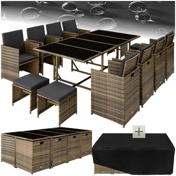 Wicker zitgroep Palma 8+4+1 met beschermhoes, Tuin en Terras, Tuinsets en Loungesets, Verzenden