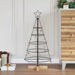 vidaXL Kerst Cone Boom met standaard Zwart 90 cm Staal, Verzenden