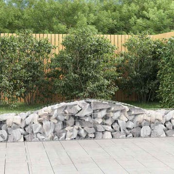 vidaXL Schanskorven 2 st gewelfd 400x50x40/60 cm ijzer, Tuin en Terras, Verzenden, Nieuw