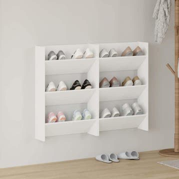 vidaXL Wandschoenenkasten 2 st 60x18x90 cm spaanplaat wit, Verzenden