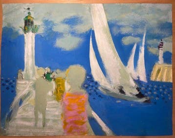Yves Ganne (1931-2019) - Promenade au port, marine,