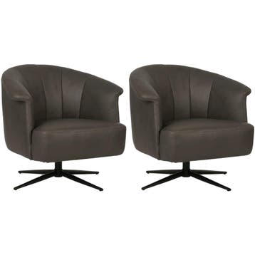 Set van 2 Leren draaifauteuils Embrace - Rancho Steel, Ophalen of Verzenden