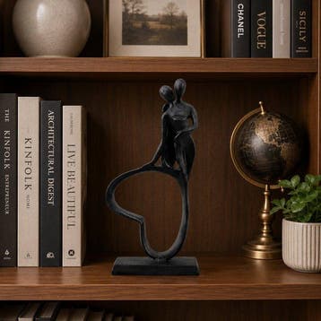 sculptuur, Modern Abstract Embracing Couple Sculpture - 22