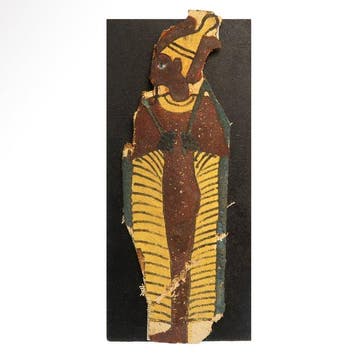 Oud-Egyptisch Kartonnage Osiris staande met de dubbele kroon, Antiek en Kunst