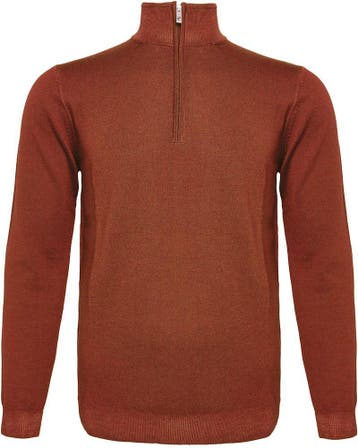 R2 Half Zip Trui Merinowol Brique maat Maat 52/54 (L) Heren, Maat 52/54 (L), Verzenden, Nieuw, Oranje