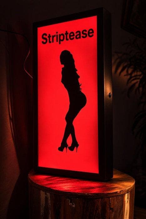 Striptease – LED Lichtbak – Reeperbahn Hamburg Sfeer –, Antiek en Kunst, Antiek | Wandborden en Tegels
