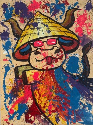 Nguyen T.H (1988) - Cochon Pop-Zen 80 60 cm.