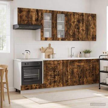 vidaXL Keukenblok KALMAR 8 pcs Gerookt eiken Bewerkt hout, Verzenden