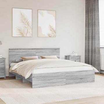 vidaXL Bedframe met hoofdeinde Grijs Sonoma 180 x 200 cm, Huis en Inrichting, Slaapkamer | Bedden, Verzenden, Nieuw