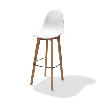 Barkruk Keeve | Rugleuning | Wit | Hout/Kunststof |, Verzenden, Nieuw in verpakking