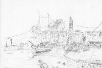Casimir Maystre (1918-2008) - Dessin original au fusain, Vue