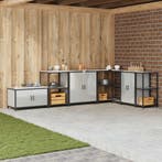 vidaXL Keukenopslag met plank met opslag Zilver 90 x 50 x 92, Verzenden, Nieuw