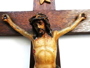 Kruis - Hout, Metaal - 1850-1900 - Kruisbeeld Corpus Jezus -