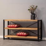 Boekenkast Mangohout Britt Laag 120 cm, Verzenden, Nieuw, Overige houtsoorten, Industriële meubels