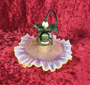 Deckenlampe um 1900 - Lamp - Glas, Messing, Antiek en Kunst
