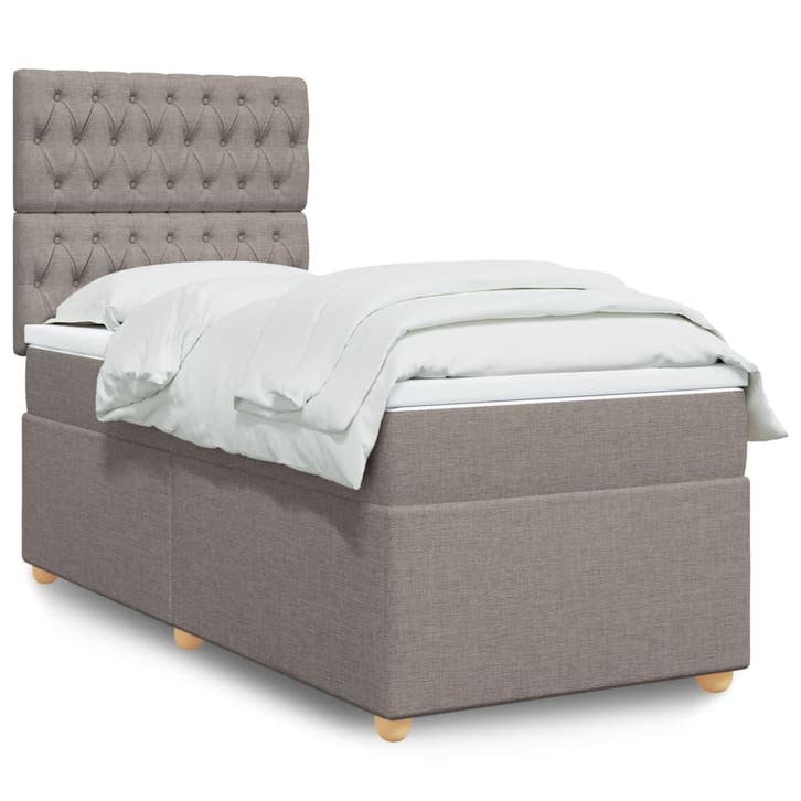 vidaXL Boxspring met matras stof taupe 80x200 cm, Huis en Inrichting, Slaapkamer | Bedden, Nieuw, Verzenden