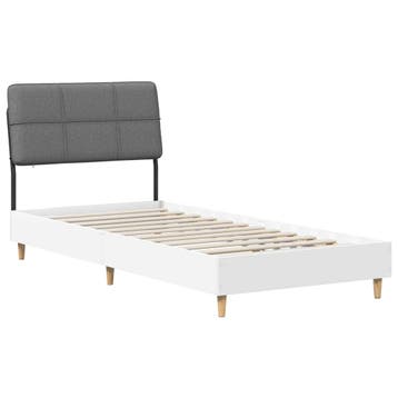 vidaXL Eenpersoonsbed met hoofdbord Wit en Lichtgrijs 90 x, Verzenden
