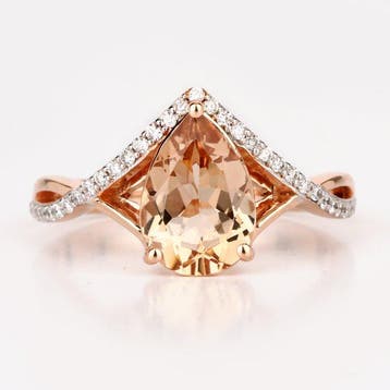 Ring - 14 karaat Roségoud - 1.55ct. tw. Morganiet - Diamant, Nieuw