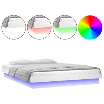 Cadre de lit 150x200 bois LED - Seconde chance durable, Verzenden, 200 cm