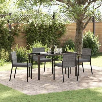 vidaXL Tuin Eettafel Set 5 pcs Grijs Gepoedercoat staal, Verzenden, Nieuw