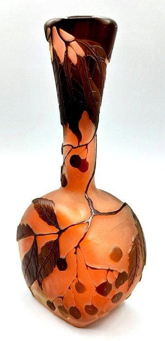 Emile Gallé - Vase - Rare Vase Soliflore « Les Cerises » à