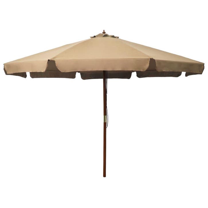 vidaXL Parasol met houten paal 330 cm taupe, Tuin en Terras, Parasols, Nieuw, Verzenden