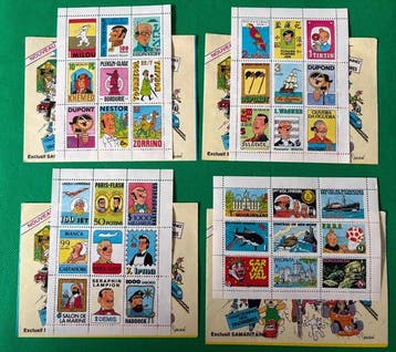 Kuifje, Tintin - Pochettes timbres Samaritaine x 4 - 4, Nieuw