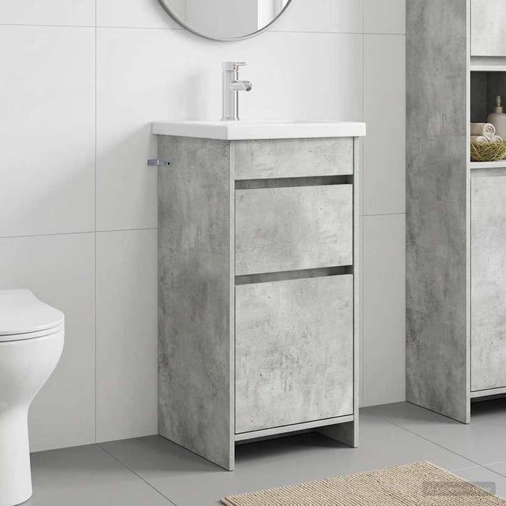 vidaXL Badkamer Vanity met Wastafel Betongrijs 42 x 40 x, Maison & Meubles, Tables | Coiffeuses, Envoi
