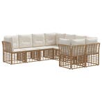 vidaXL Buiten bank set 8 pcs Natuurlijk en Crème Wit, Tuin en Terras, Verzenden, Nieuw