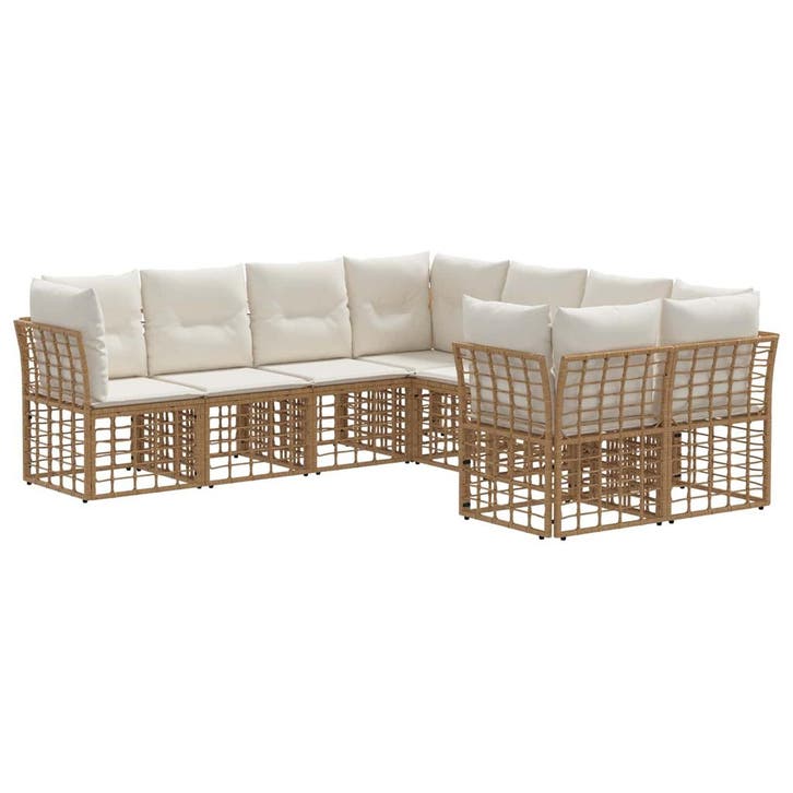 vidaXL Buiten bank set 8 pcs Natuurlijk en Crème Wit, Tuin en Terras, Tuinsets en Loungesets, Nieuw, Verzenden