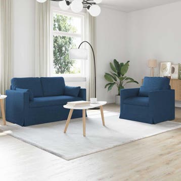 vidaXL bank / zetelstel 2 st Blauw Stof, Huis en Inrichting, Verzenden, Nieuw