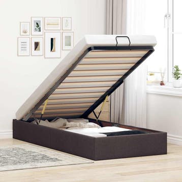 vidaXL Bedframe zonder matras 90x190 cm stof donkerbruin, Verzenden