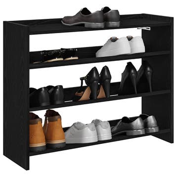 vidaXL Schoenenrek 80x25x62 cm bewerkt hout zwart, Huis en Inrichting, Kasten | Schoenenkasten, Verzenden, Nieuw