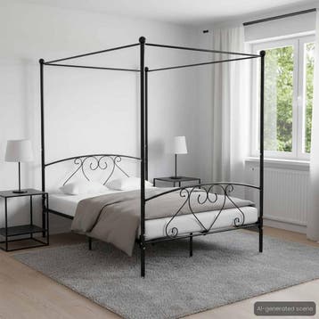 vidaXL Hemelbedframe metaal zwart 140x200 cm, Huis en Inrichting, Verzenden, Nieuw