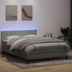 vidaXL Boxspring met matras en LED fluweel lichtgrijs, Verzenden, Nieuw