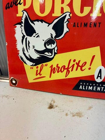 Porcigène A.E.C. – Varkensvoer – Emaille Reclamebord -