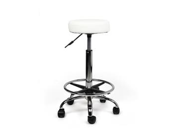 Tabouret Wit - Hoge uitvoering met Voetsteun, In hoogte verstelbaar, Nieuw