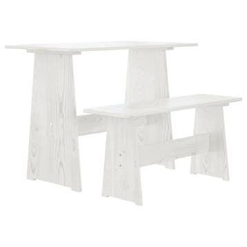vidaXL Eettafel met bankje REINE massief grenenhout wit, Huis en Inrichting, Verzenden, Nieuw