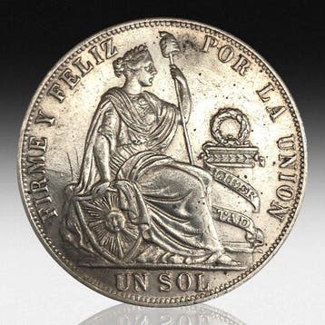 Pérou. Silver 1 Sol Coin 1890 (Sans prix de réserve)